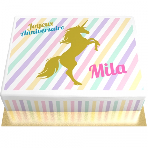 Torta Unicorno Oro Personalizzabile - 26 x 20 cm 