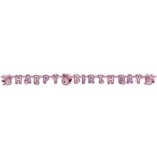 Ghirlanda lettere Happy Birthday Pink Bird 