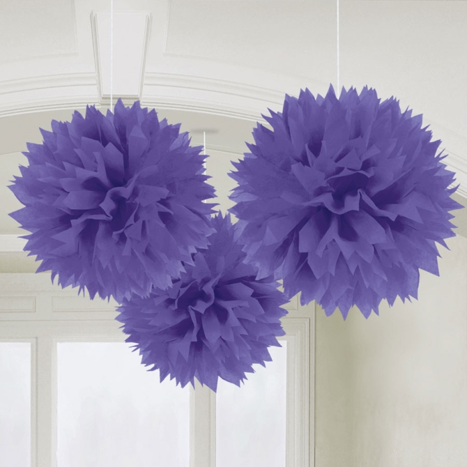 3 palline di carta fiori viola 
