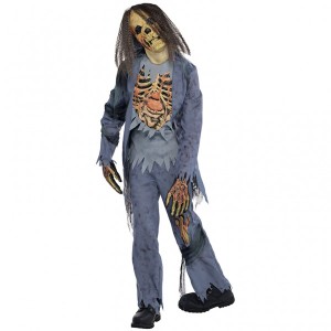 Costume Scheletro Zombie con Capelli Lunghi