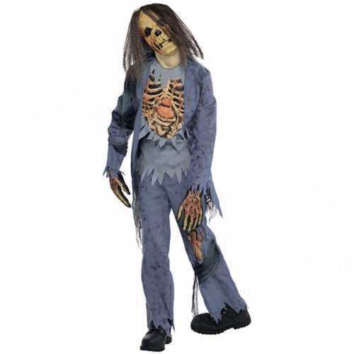 Costume Scheletro Zombie con Capelli Lunghi 