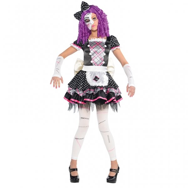 Costume Halloween Bambola Rosa / Nero 