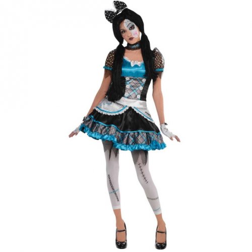 Costume Halloween Bambola Blu/Nero 