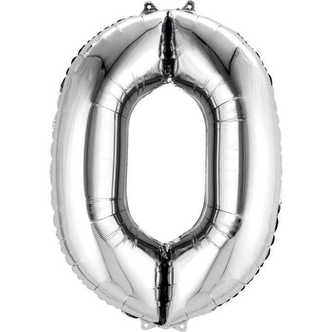 Palloncino Gigante Numero 0 Argento (88 cm) 