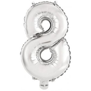 Palloncino Numero 8 Argento (35 cm)