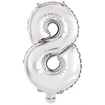 Palloncino Numero 8 Argento (35 cm) 