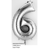 Palloncino Numero 6 Argento (35 cm)