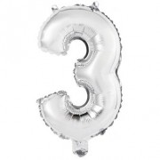 Palloncino Numero 3 Argento (33 cm)