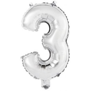 Palloncino Numero 3 Argento (33 cm)