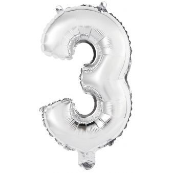 Palloncino Numero 3 Argento (33 cm) 