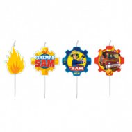4 piccole candele Sam il pompiere Fireman (7 cm)