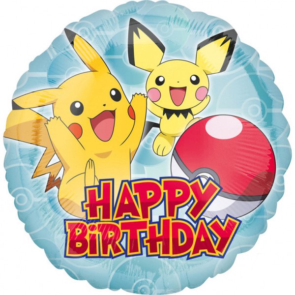 Palloncino piatto Pokemon Happy Birthday 