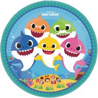 Contiene : 1 x 8 Piatti Baby Shark Gialli