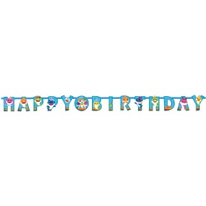 Ghirlanda Scritta Happy Birthday Baby Shark Gialla