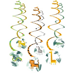 6 festoni a spirale animali della giungla