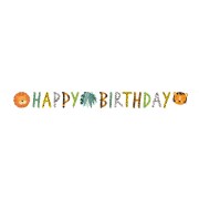 Festone scritta Happy Birthday - Animali della giungla