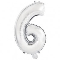 Palloncino Numero 6 Argento (45 cm)