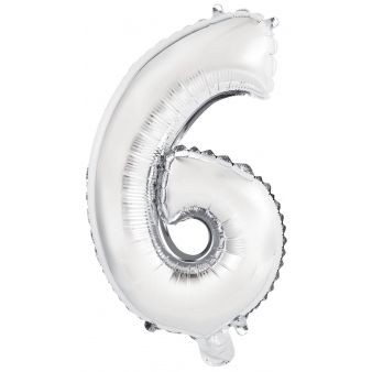 Palloncino Numero 6 Argento (45 cm) 