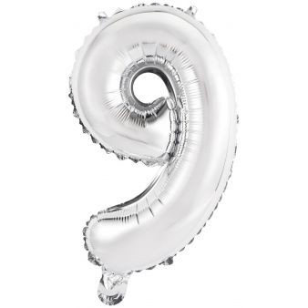 Palloncino Numero 9 Argento (45 cm) 