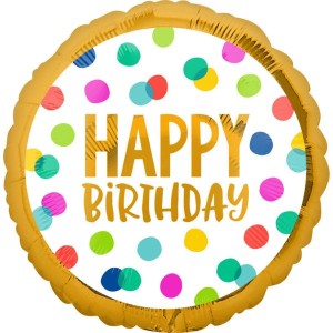 Palloncino da gonfiare - Happy Birthday e Pois 45cm