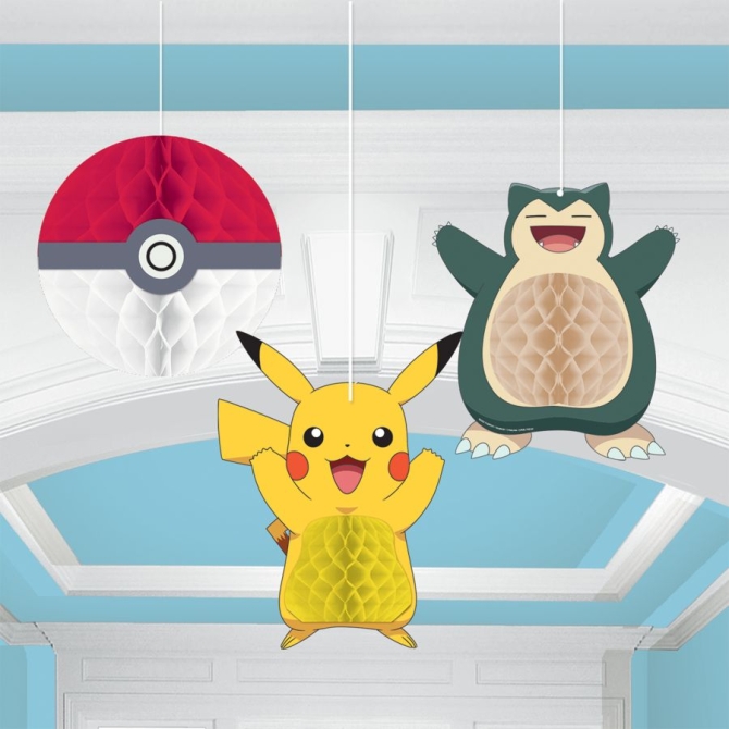 3 Decorazioni a nido d ape Pokemon 