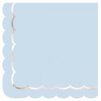 Contiene : 1 x 16 Tovaglioli smerlati azzurro pastello e oro