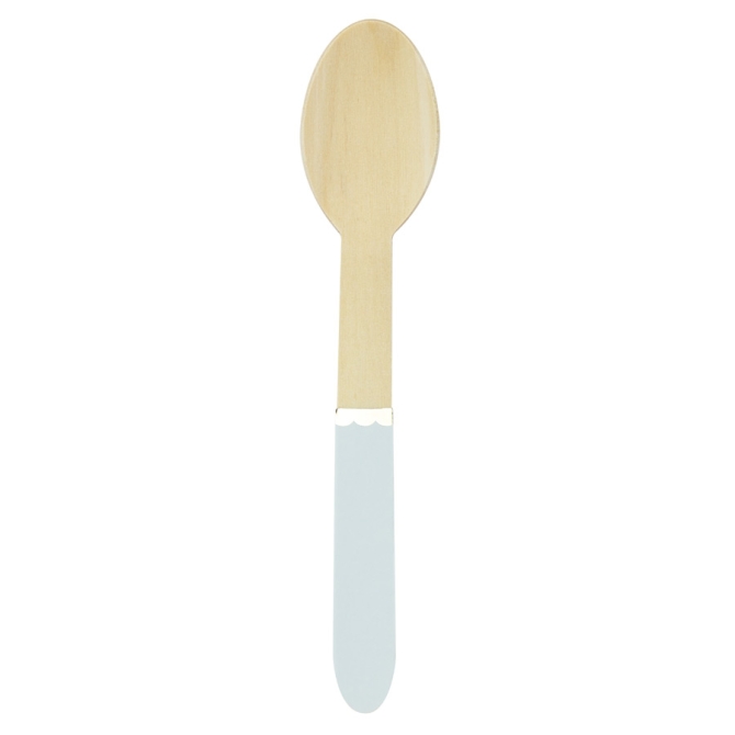 8 cucchiai di legno azzurro pastello 