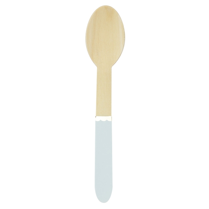 8 cucchiai di legno azzurro pastello 
