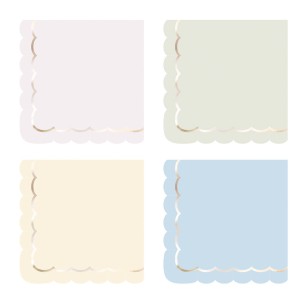 16 Tovaglioli smerlati colori assortiti pastello e oro