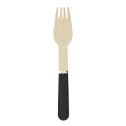 8 Forchette in legno Nero e oro