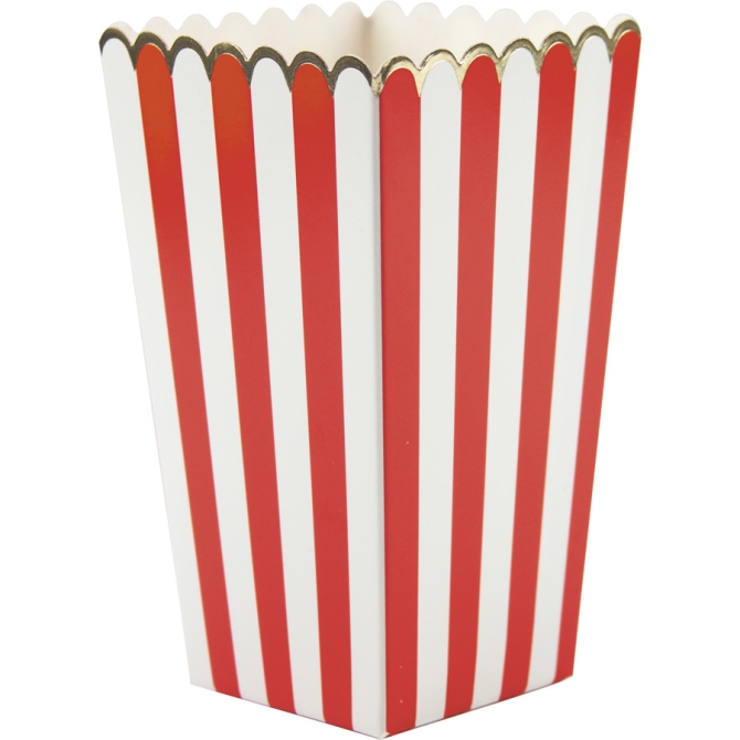8 Scatole per Popcorn Rosso / Bianco / Oro 