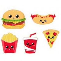 Contiene : 1 x 5 Decorazioni da sospendere Salty Junk Food