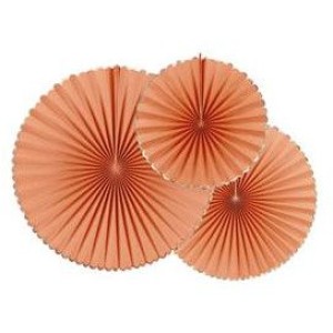 Set di 3 ventagli festonati in terracotta e oro