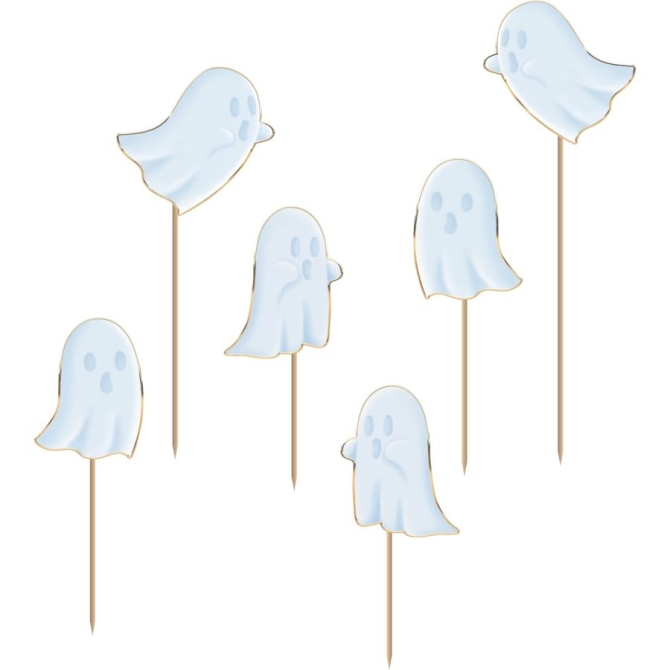 6 Cake Toppers - Fantasma Halloween Pastello 