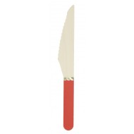 8 coltelli di legno rosso/oro