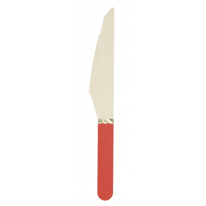 8 coltelli di legno rosso / oro 