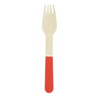8 forchette di legno rosso/oro