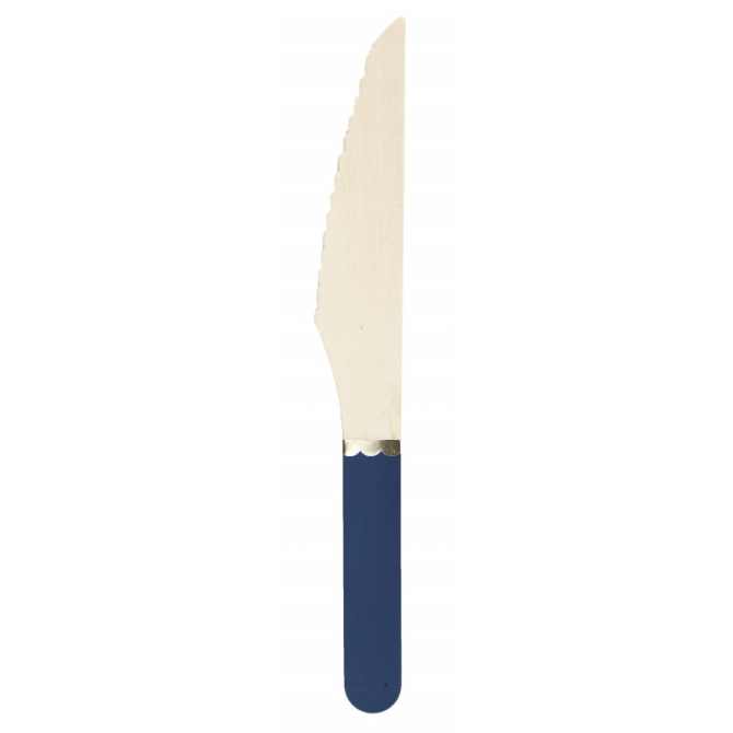 8 coltelli di legno blu navy / oro 