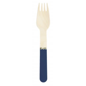8 forchette di legno blu navy/oro