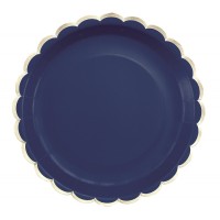 Contiene : 1 x 8 piatti smerlati blu navy/oro