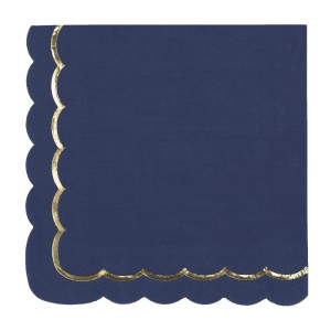 16 tovaglioli smerlati blu navy/oro