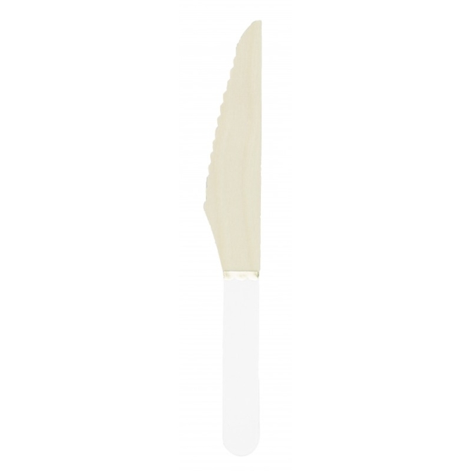 8 coltelli di legno bianco / oro 