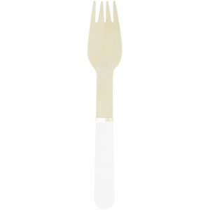 8 forchette di legno bianco/oro