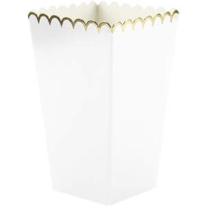 8 barattoli di popcorn smerlati bianchi e oro