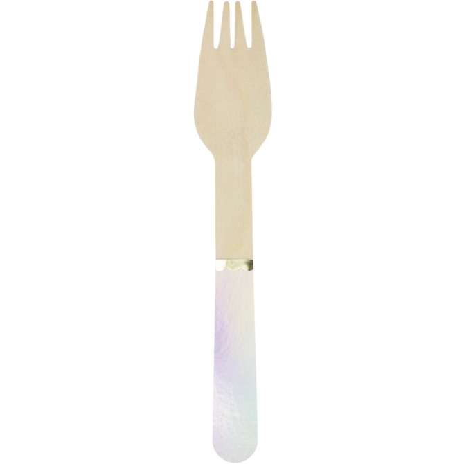 8 forchette di legno iridescenti 