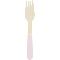 8 forchette di legno rosa pastello