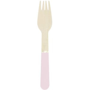 8 forchette di legno rosa pastello