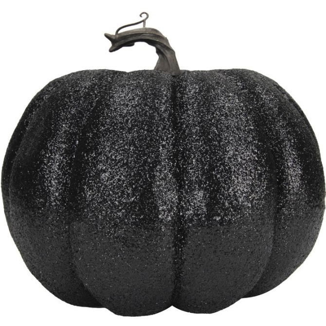 Zucca grande nera glitterata 