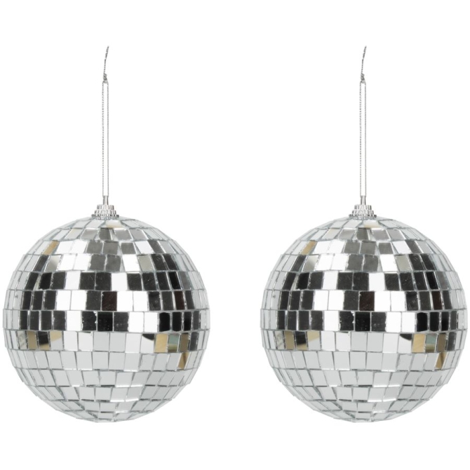 2 Sfere Disco Argento - 10 cm 