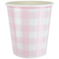 8 tazze smerlate a quadretti rosa